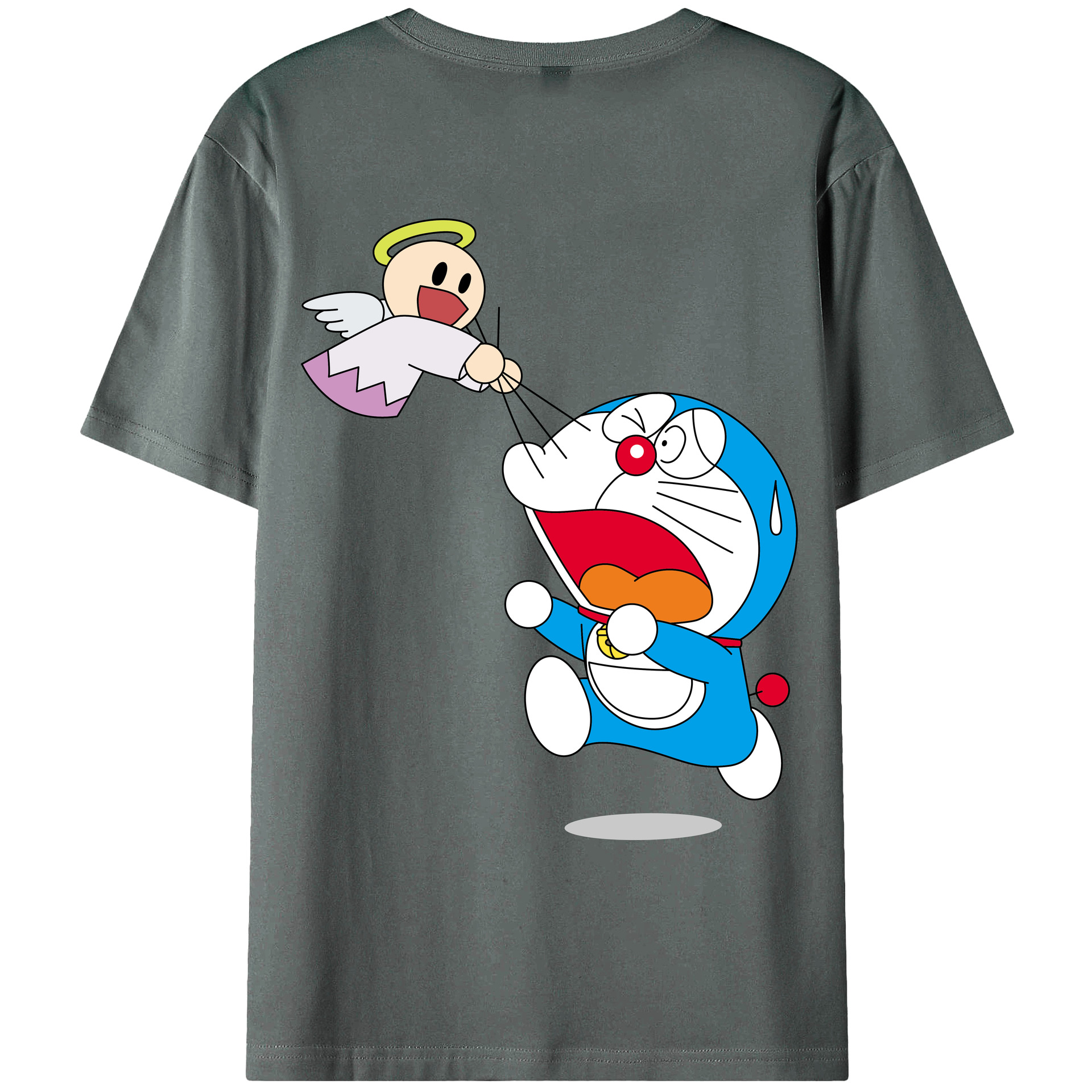 （画像用） ドラえもん Doraemon 綿100％ メンズ半袖Tシャツ（バックプリント） 通気性